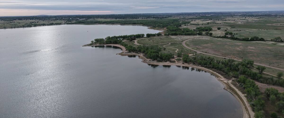 View of the Cherry Creek Reservoir (Colorado) at sunrise