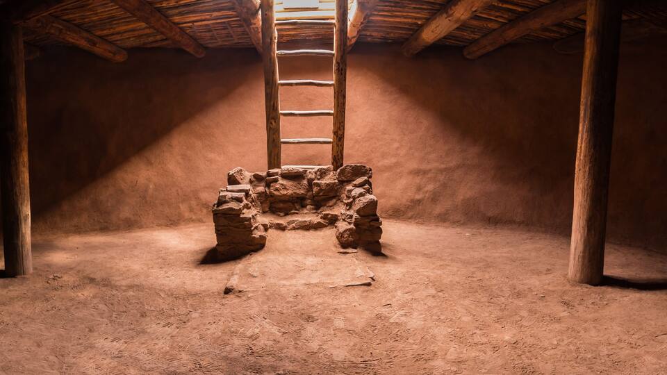 Interior of Kiva at Native American Pecos Pueblo, Pecos National Historical Park, New Mexico, USA