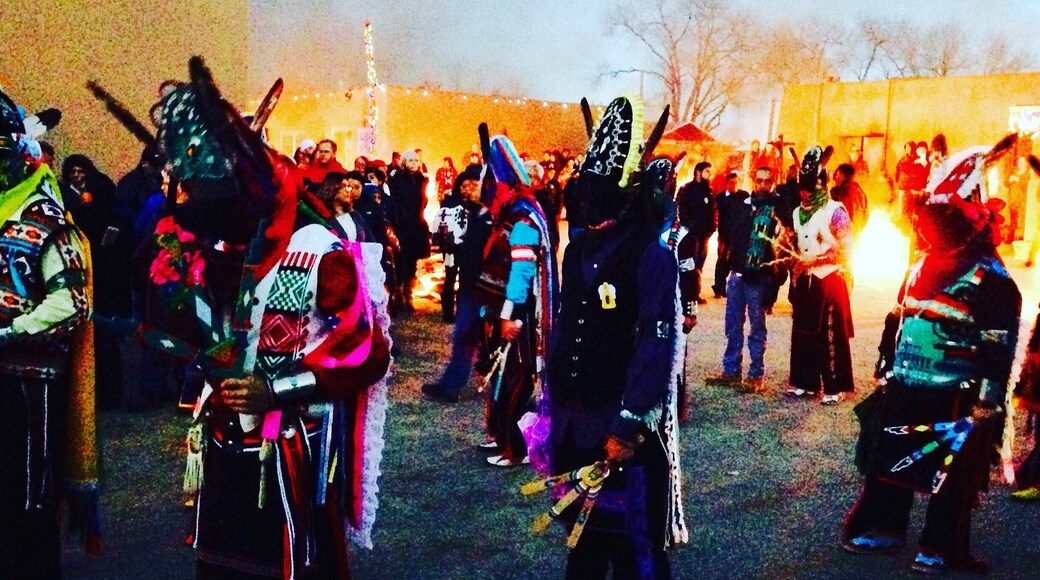 Christmas Eve Dances @ San Juan pueblo. Beautiful mixture of Catholic & Pueblo tradition combined. A must see during the holidays in NM. The Turtle Dances happen the next day (Dec. 26) at the same spot.