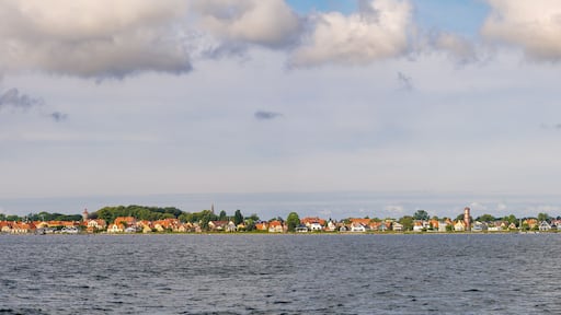 Coastline of Dragør on Amager Island, Capital Region of Denmark, seen from Øresund in the Baltic Sea