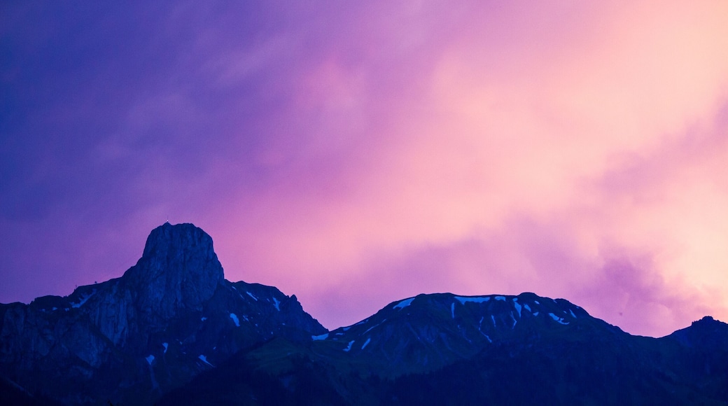 The beauty of the alps at afterglow. Honestly this is the view from my apartment.