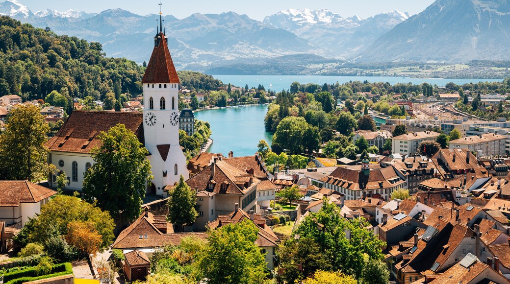 Thun cityscape with Alps mountain and lake in Switzerland