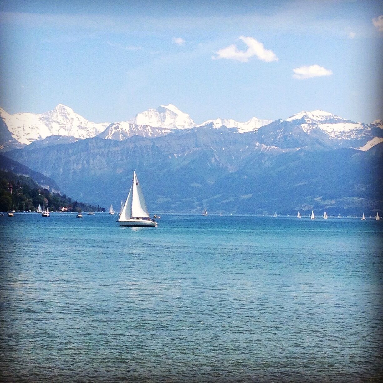 Beautiful panorama of Lake Thun, Switzerland