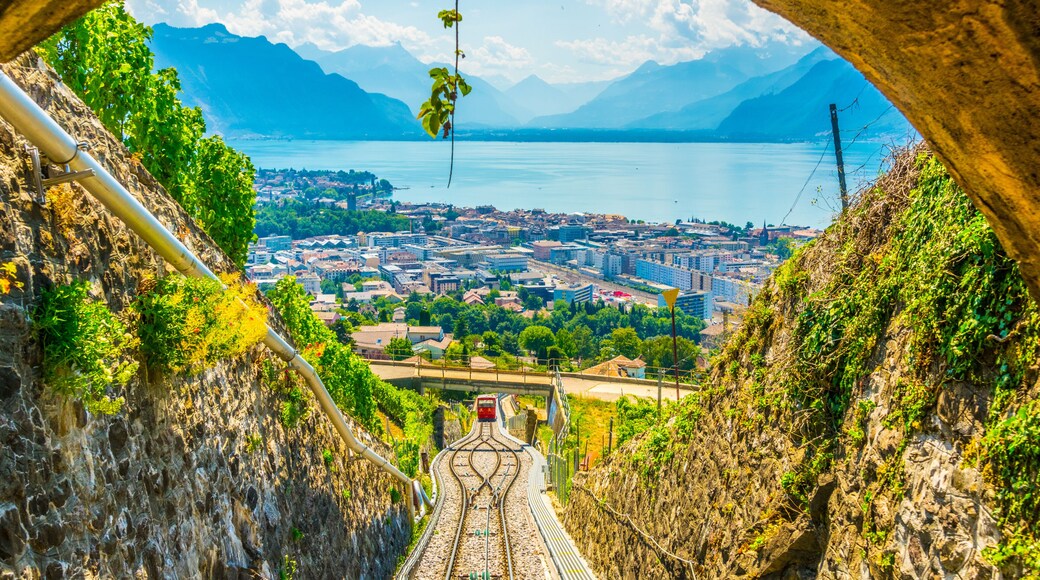 funicular at Vevey ascending to Mont Pelerin in Switzerland