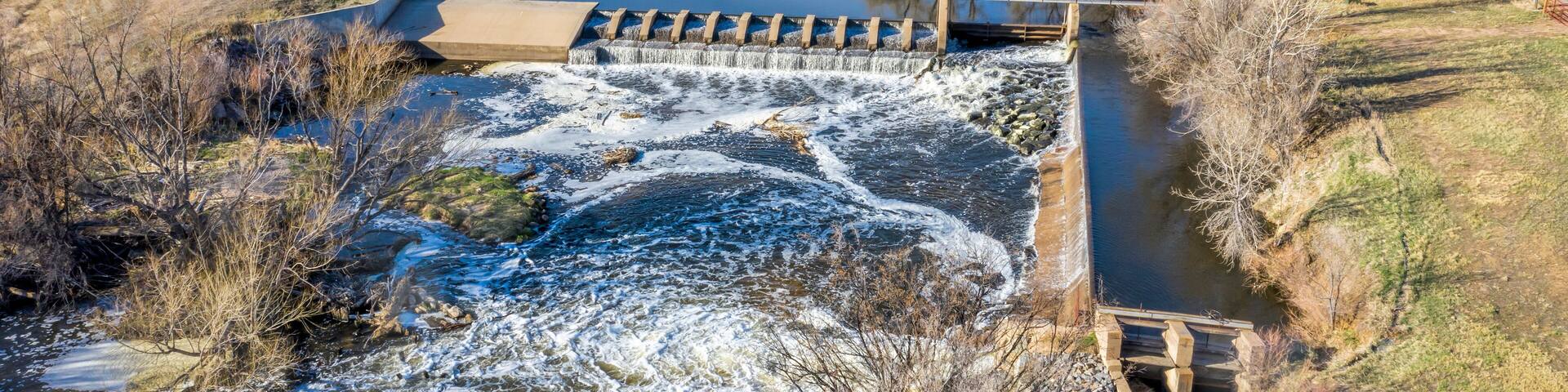water diversion dam aerial view