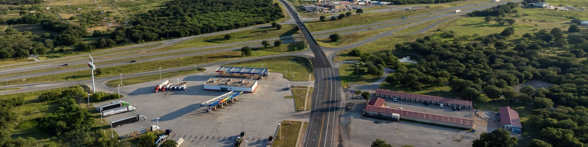 Interstate 20 interchange in Cisco, Texas.