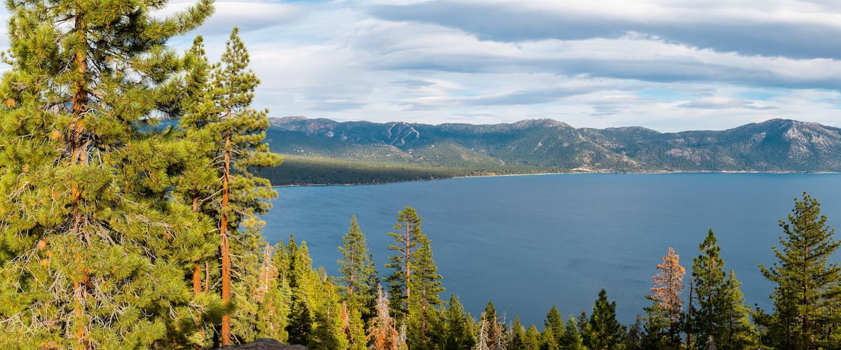 Panoramic view of Lake Tahoe from the Stateline Fire Lookout Trailhead near Crystal Bay