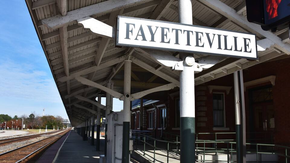 Train Station Sign, Fayetteville, North Carolina, USA