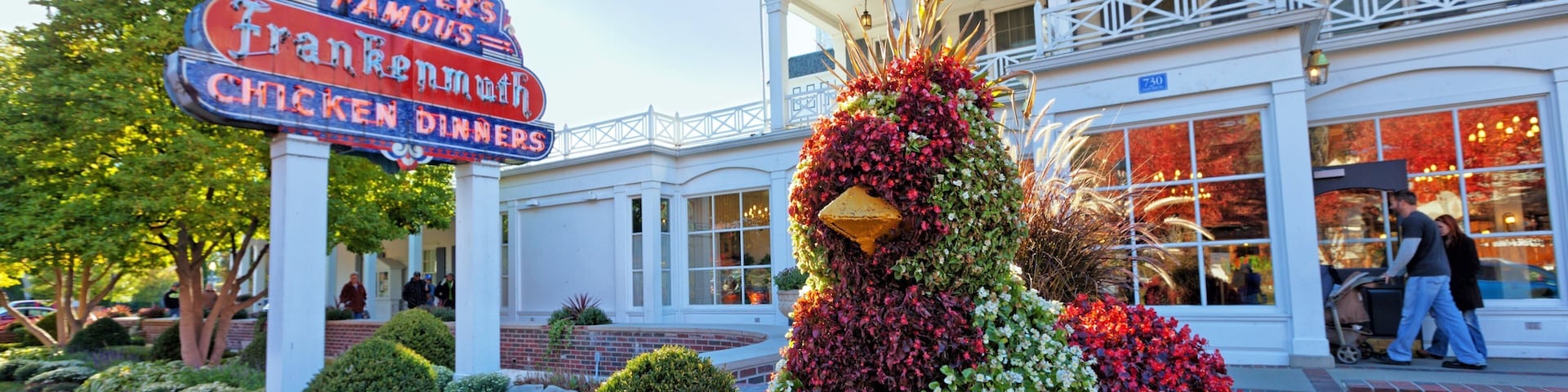 Frankenmuth featuring signage, a park and flowers