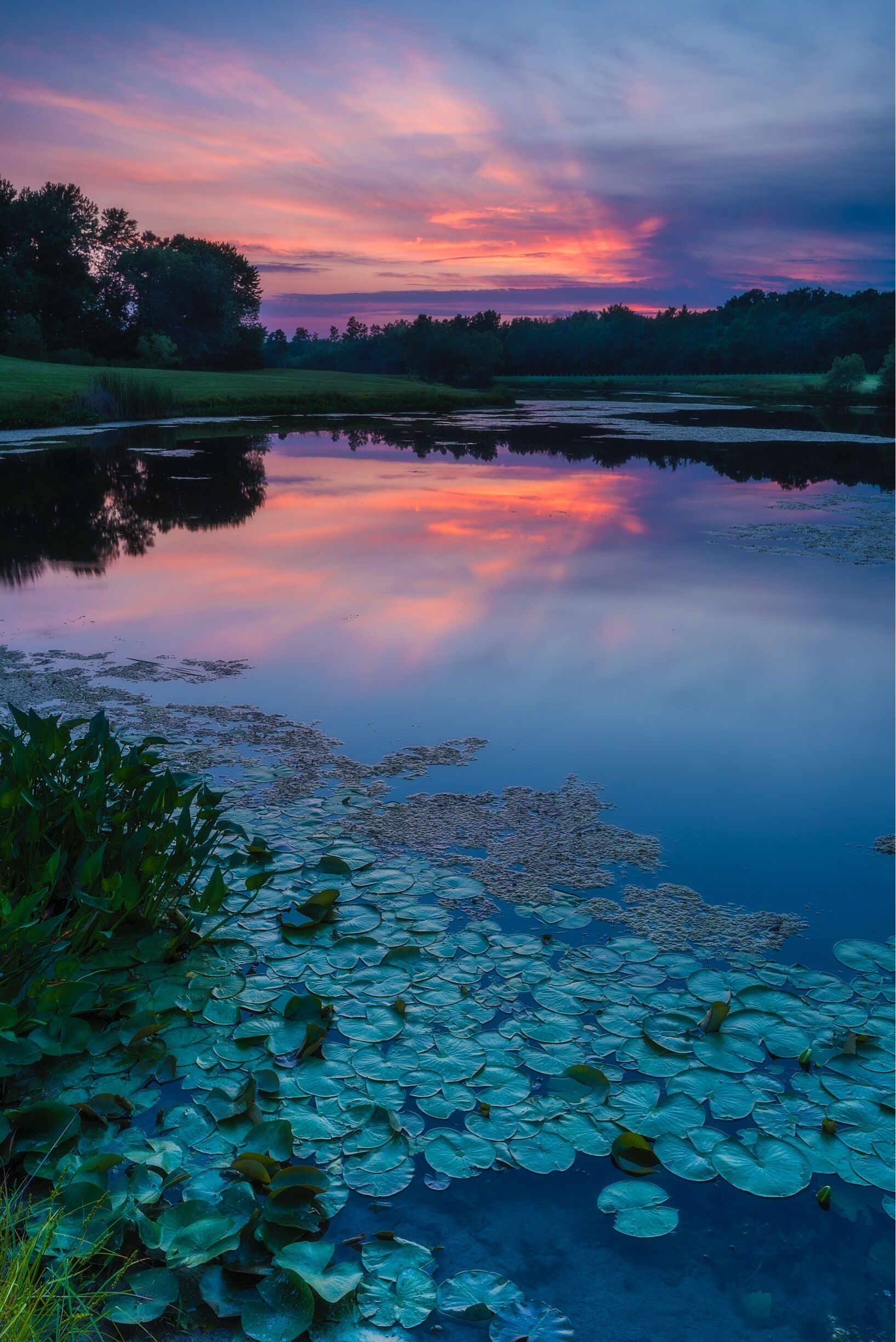 Sunset at Big Maple Lake. 