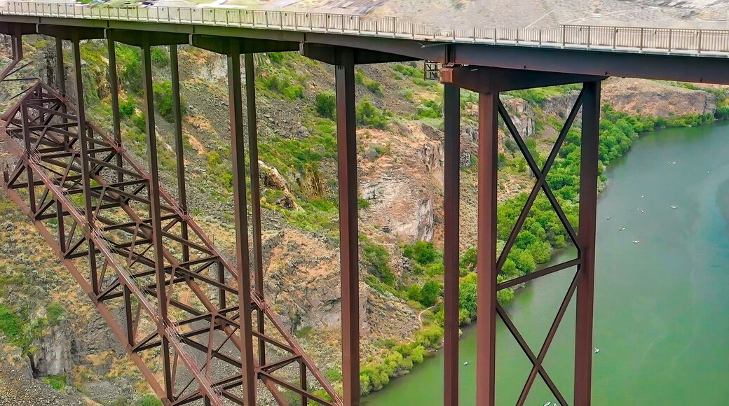 Perrine Memorial Bridge aerial view in Jerome, Idaho