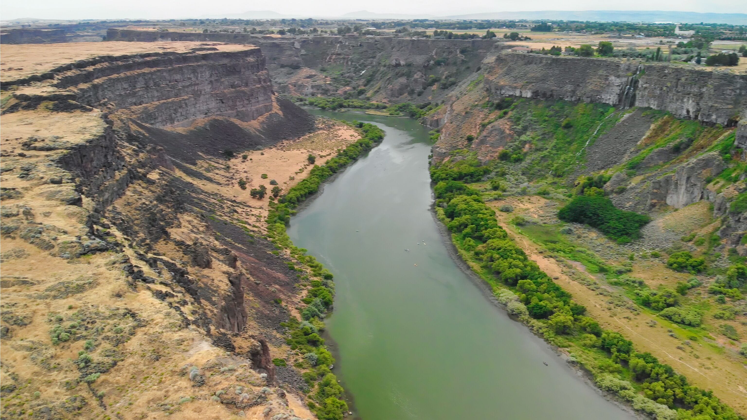 Perrine Memorial Bridge aerial view in Jerome, Idaho