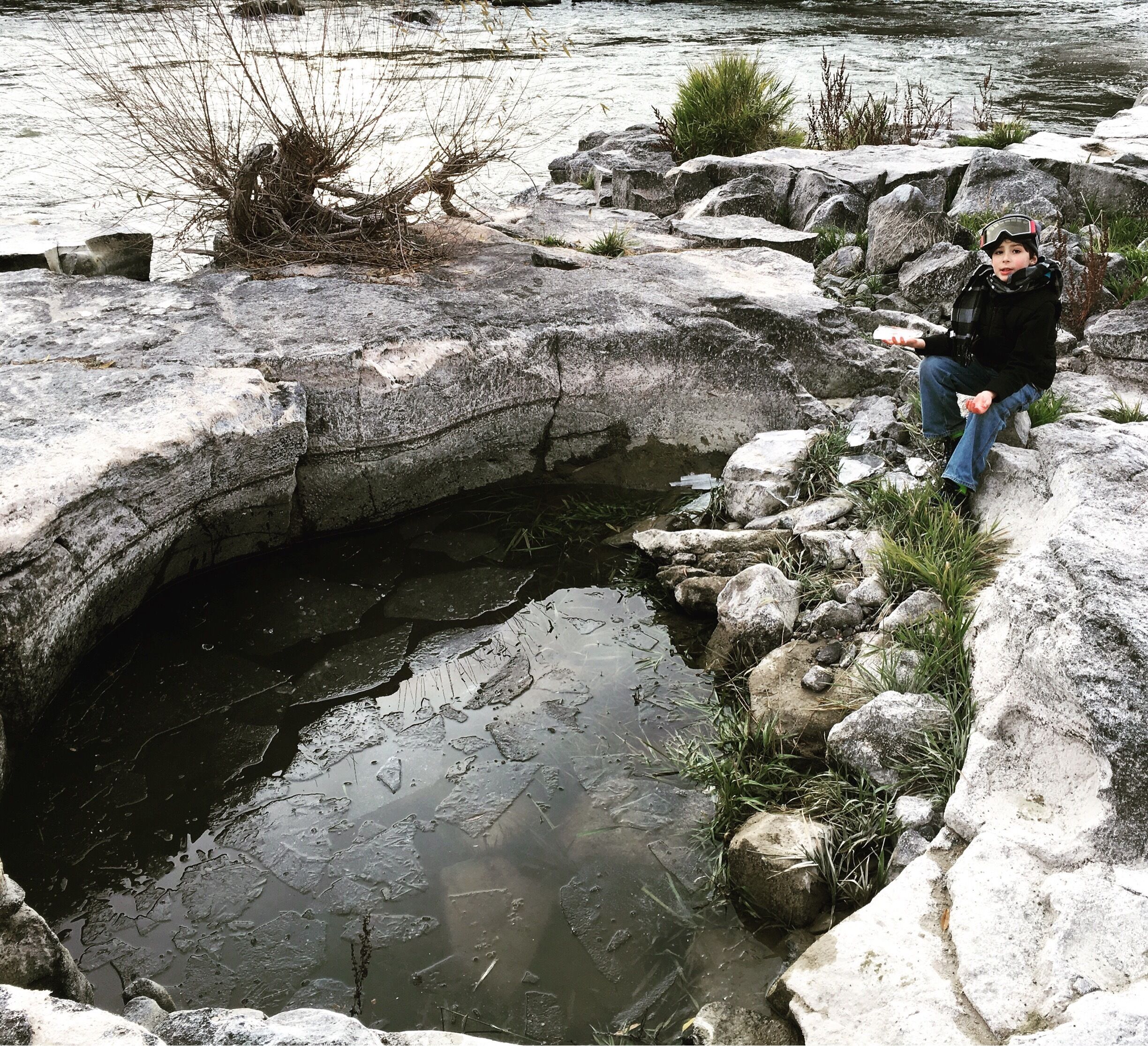 Hiking along river in the Snake River Canyon