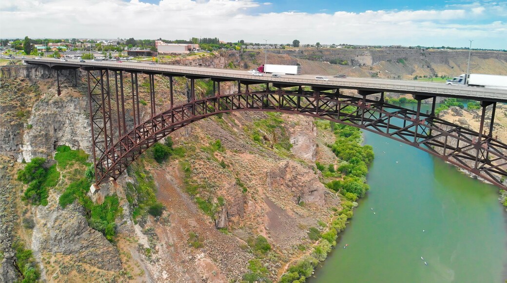 Perrine Memorial Bridge aerial view in Jerome, Idaho