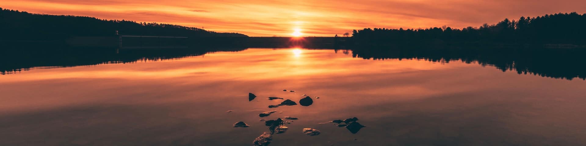 Sunset over the lake in the Poconos in Pennsylvania