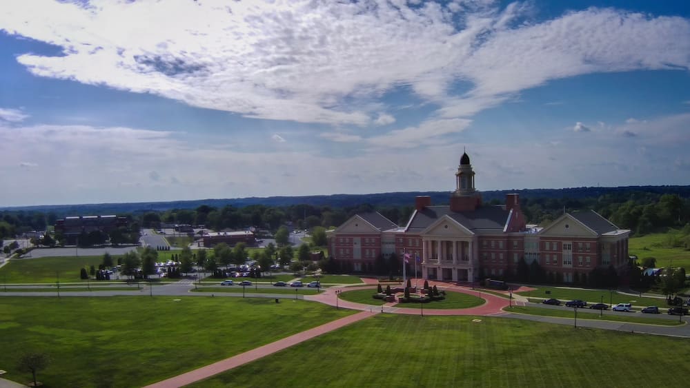 Drone Shot of City Hall of Kannapolis, North Carolina