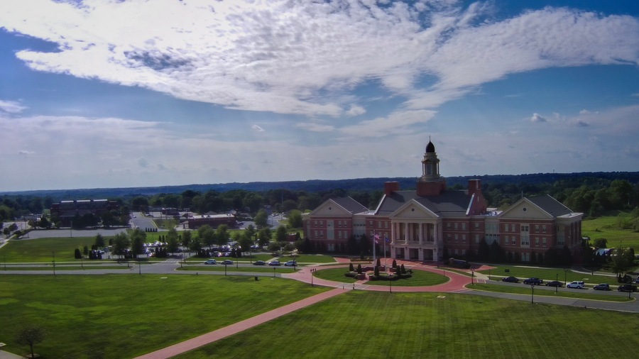 Drone Shot of City Hall of Kannapolis, North Carolina
