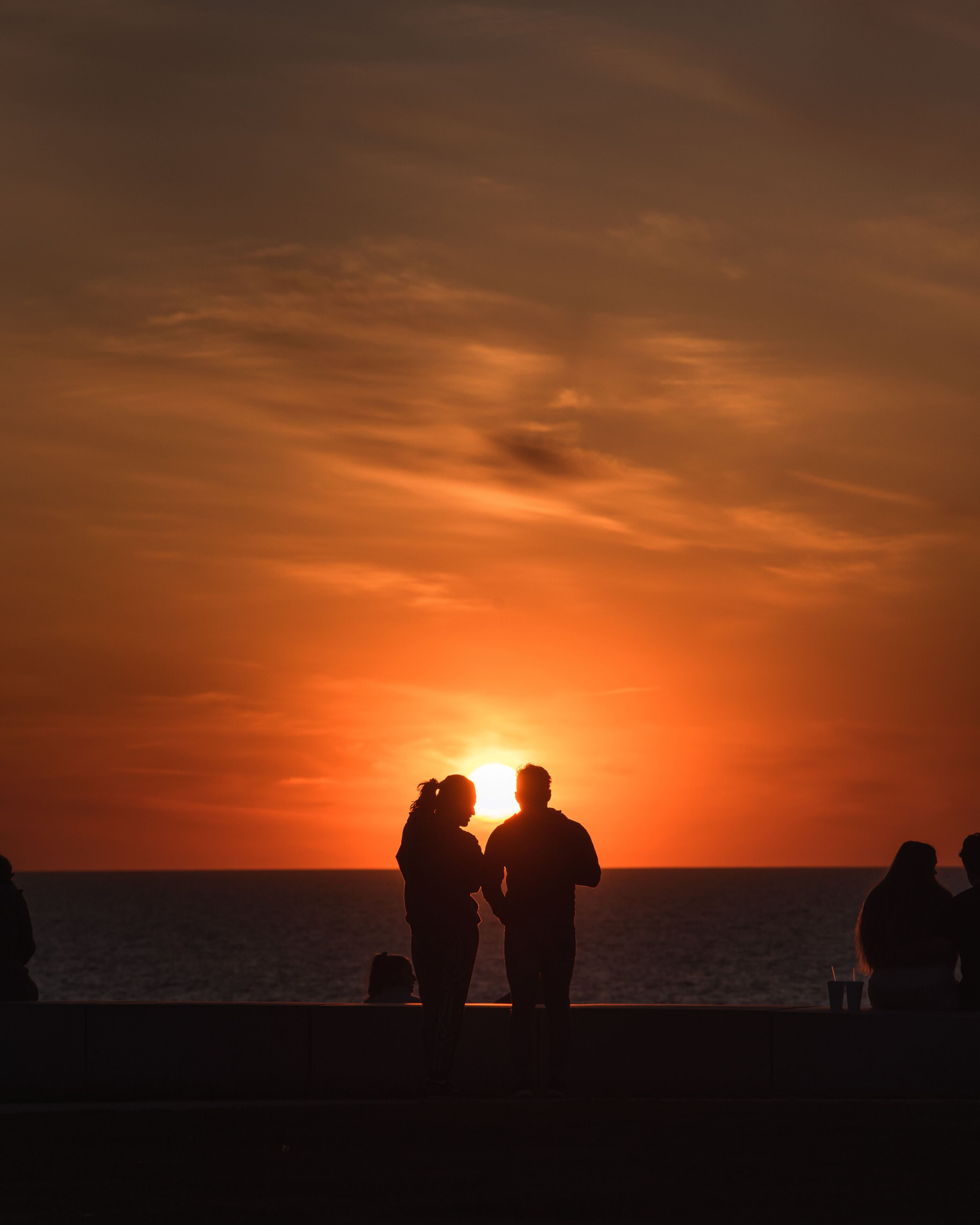 sunset on the lake in ohio at lake erie in lakewood park ohio