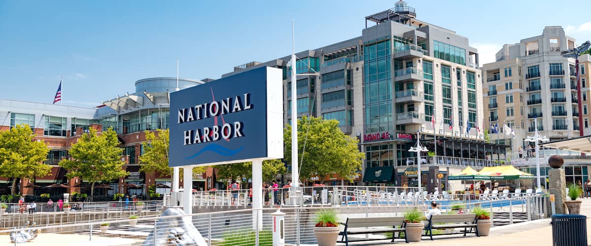 National Harbor, Waterfront on the Potomac River in Maryland - place for walks and recreation for citizens.