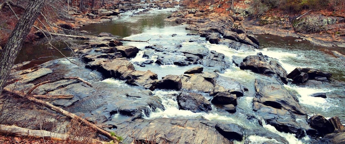Winter hiking. Can you hear the water rushing by?