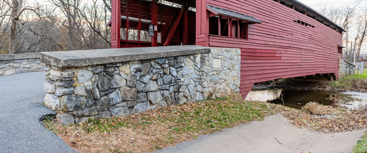 Shearer's Mill Covered Bridge Spanning Chiques Creek in Lancaster County, Pennsylvania