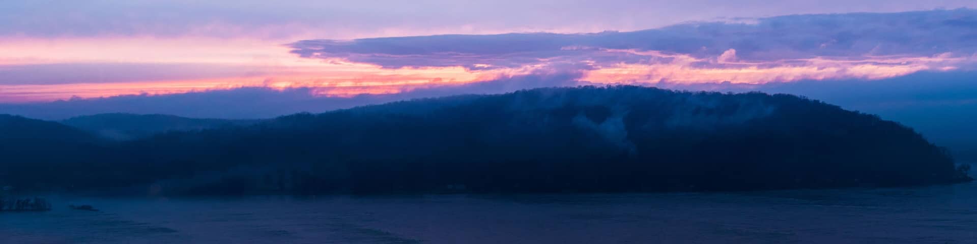 Colorful sky during sunset ,looking across the Susquehanna River toward Wrightsville, Lancaster County, PA