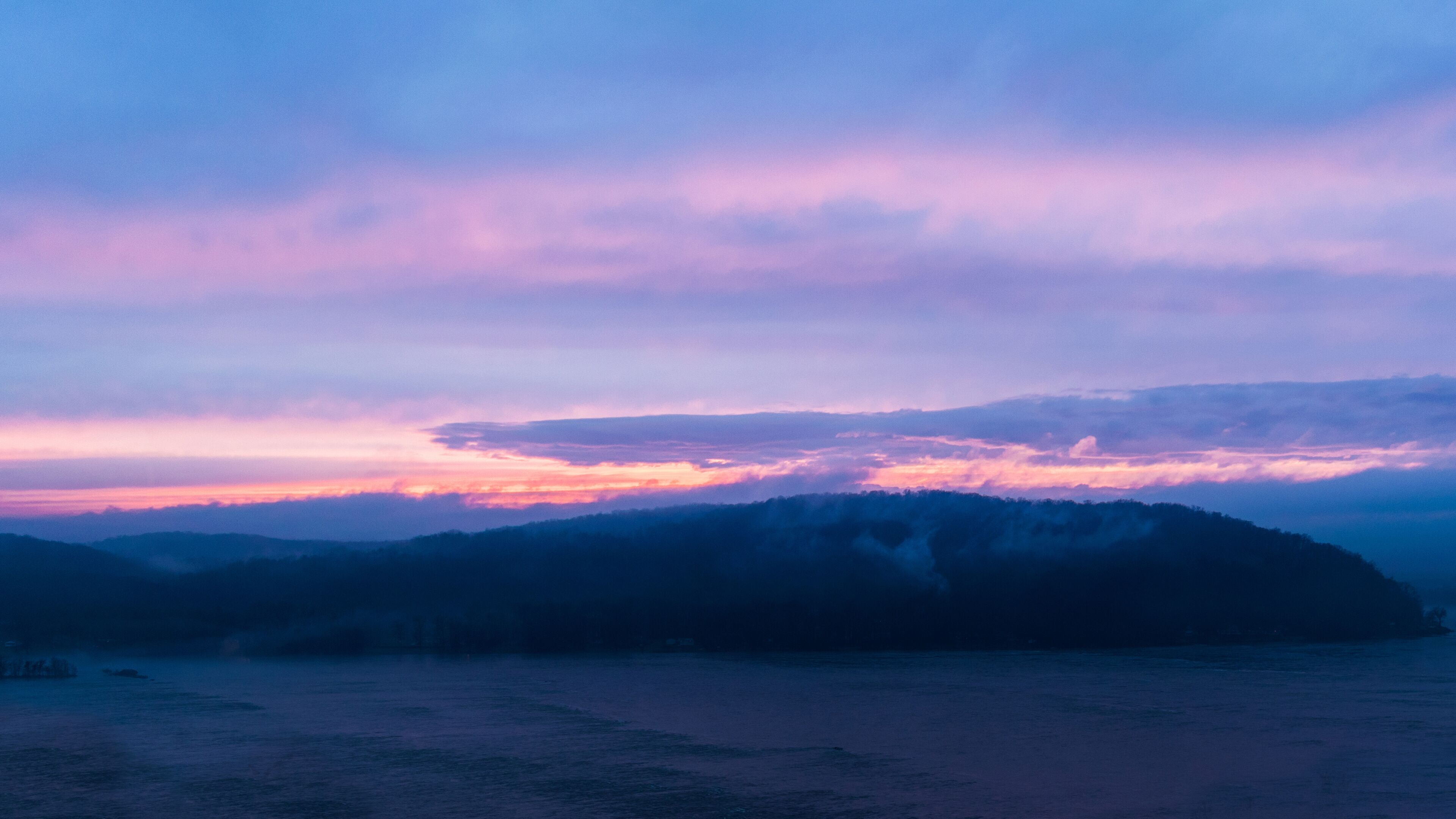 Colorful sky during sunset ,looking across the Susquehanna River toward Wrightsville, Lancaster County, PA