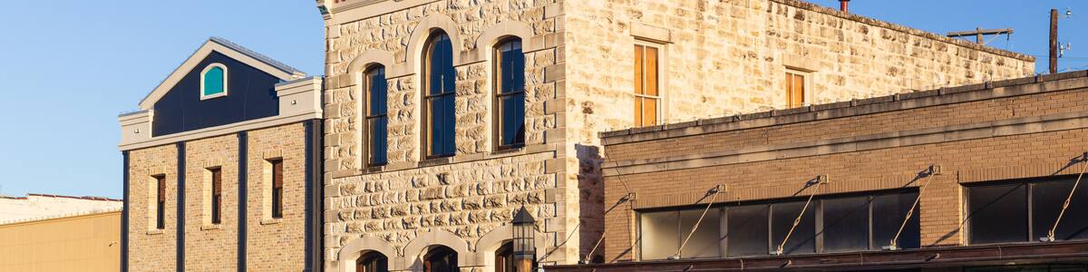 Historical downtown small town Kerrville in the Texas hill country