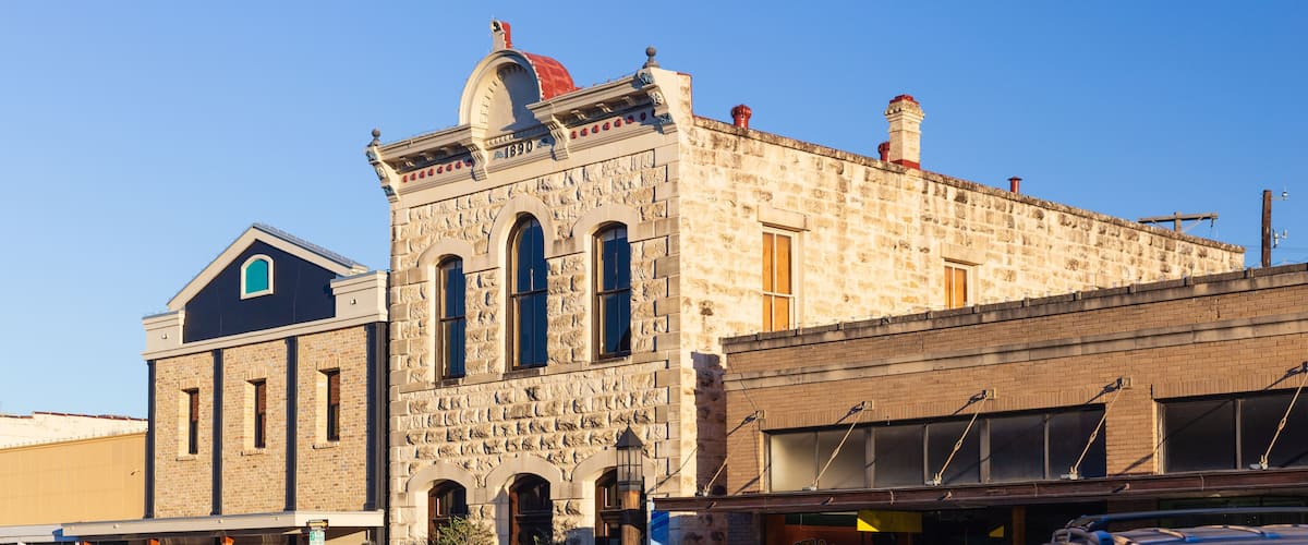 Historical downtown small town Kerrville in the Texas hill country