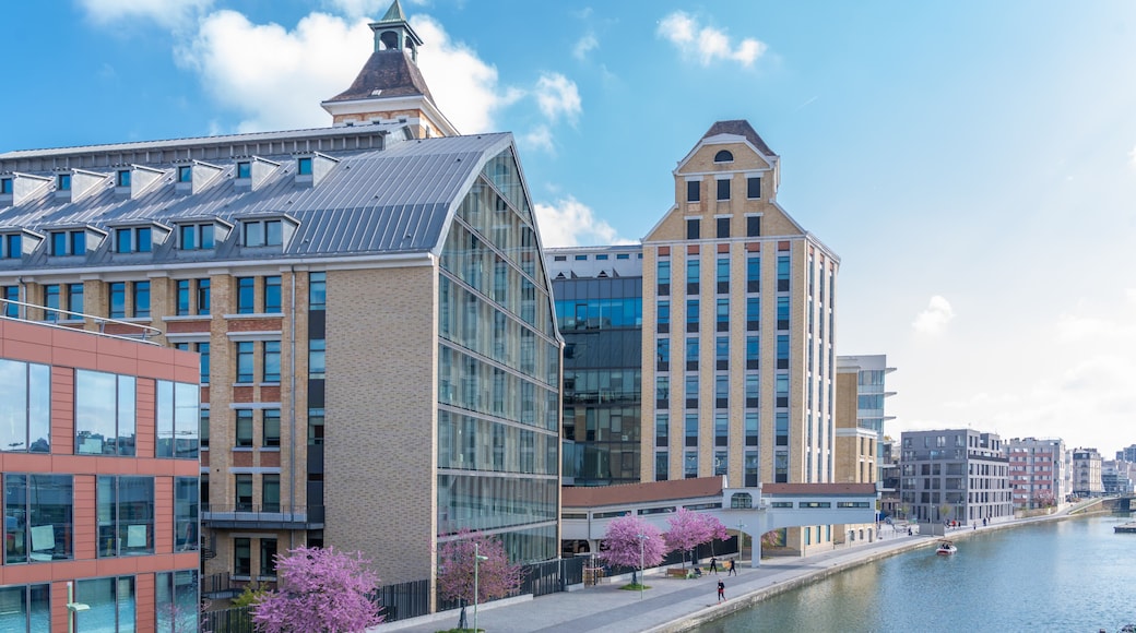 Paris, France - 04 14 2019: Canal Lourcq. Great Pantin Mills