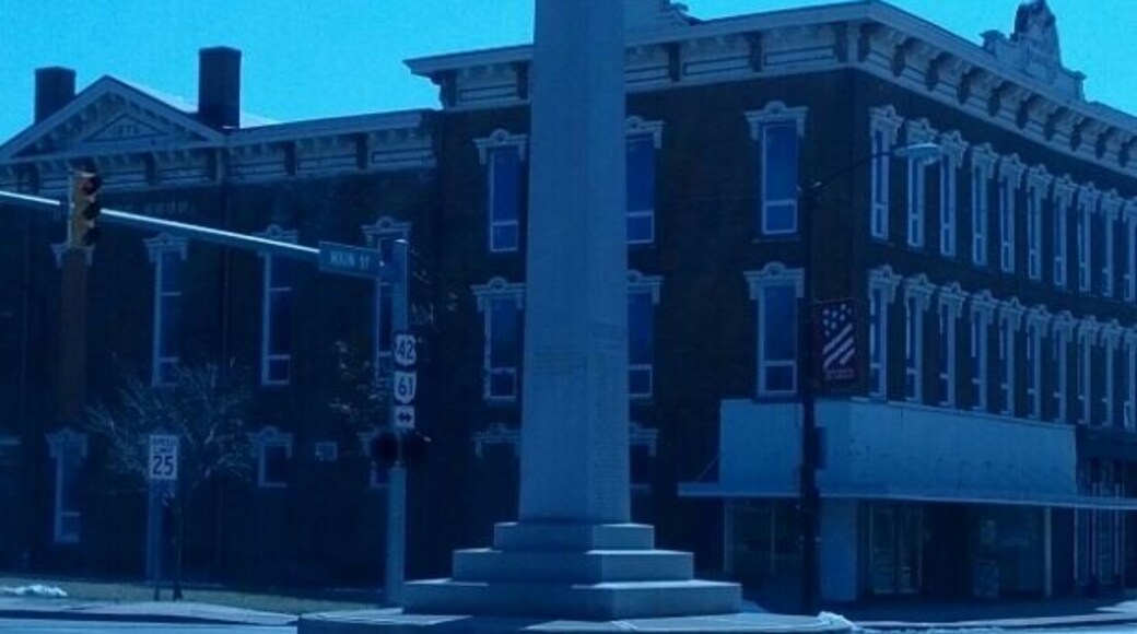 The Victory Shaft was erected in Mt. Gilead's town square in December, 1919 following World War I. It was presented by the federal government as a gift to the citizens of Morrow County to thank them for purchasing more war bonds per capita than any other county.