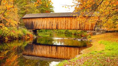 Corbin covered bridge over Sugar River in Newport, New Hampshire.