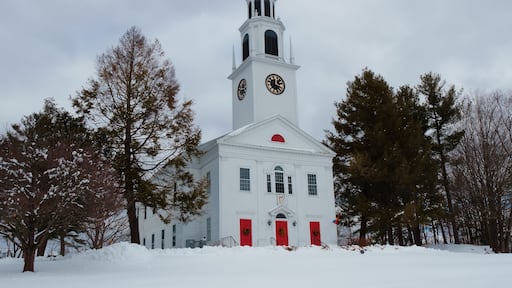 Winter scenery of First Parish Northboro Unitarian Universlist MA USA