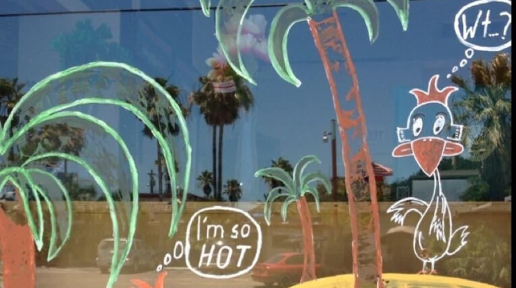 Window decoration at Shana's Good Eats. It's not every day you see a chicken in a thong. Perhaps that's a good thing!