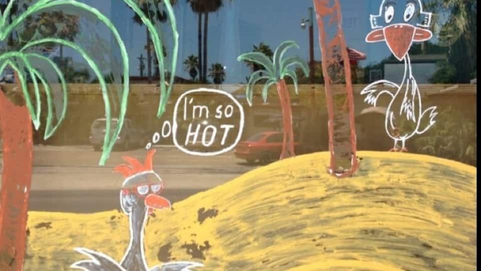 Window decoration at Shana's Good Eats. It's not every day you see a chicken in a thong. Perhaps that's a good thing!