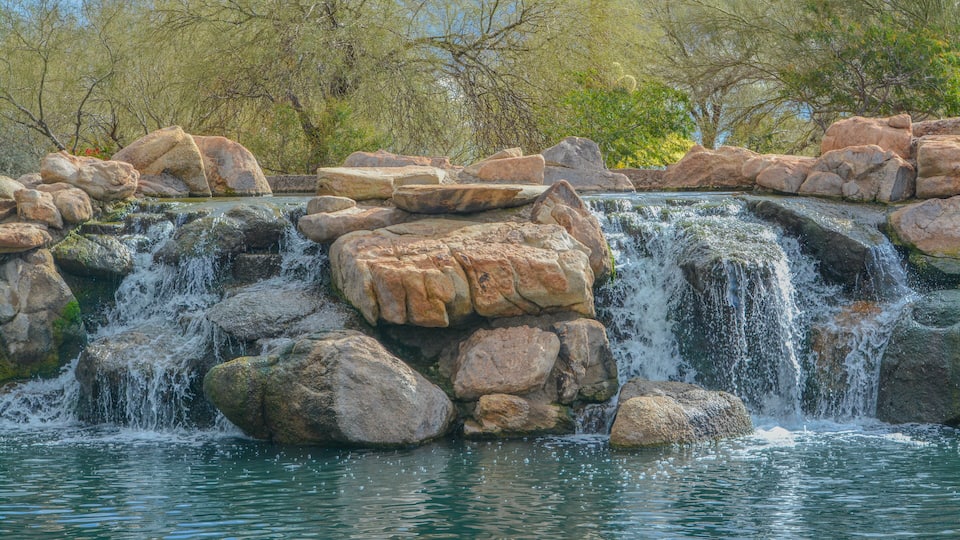 Water fall at Anthem in the Sonoran Desert, Maricopa County, Arizona USA