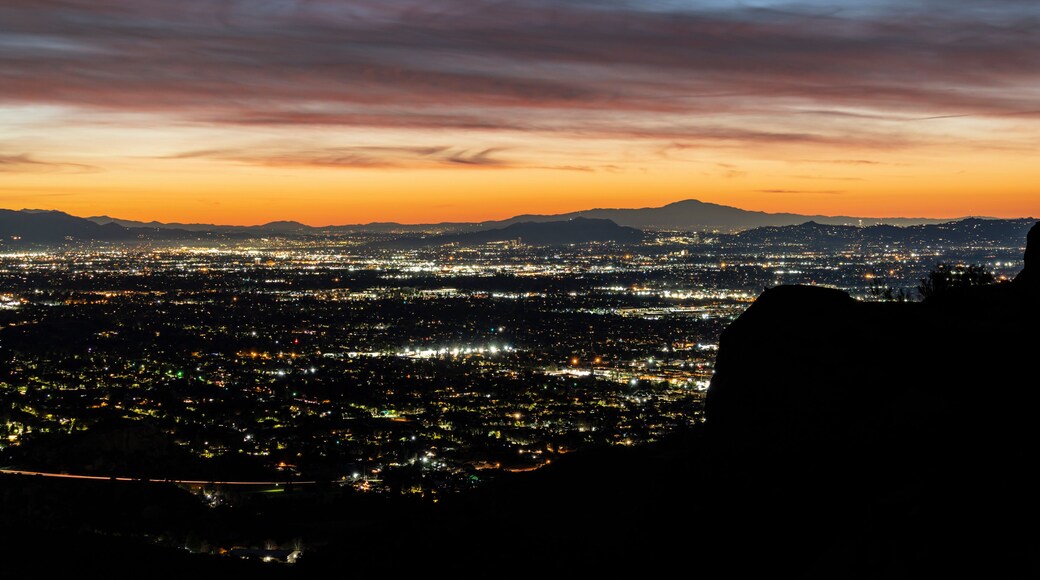 Panoramic Los Angeles California dawn from the Santa Susana Mountains above the San Fernando Valley.