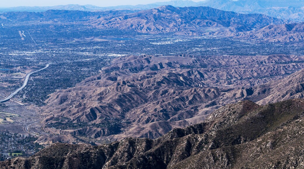 Aerial view towards Sylmar and Pacoima in the San Fernando Valley area of Los Angeles California.
