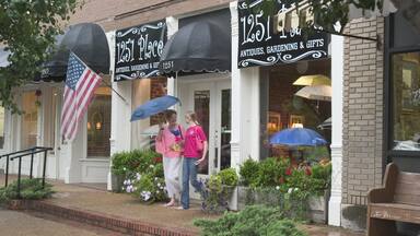 Tunica which includes a small town or village, street scenes and shopping