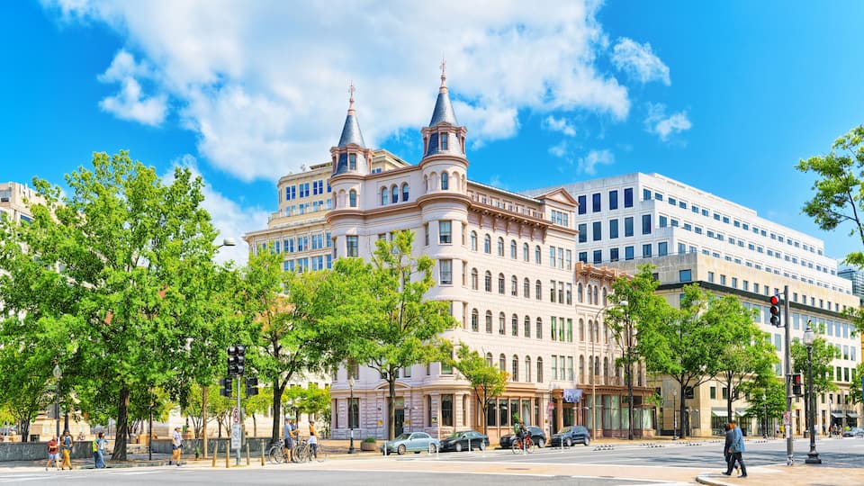 Washington, USA, urban cityscape of the city National Council of Negro Women and Indiana Plaza.