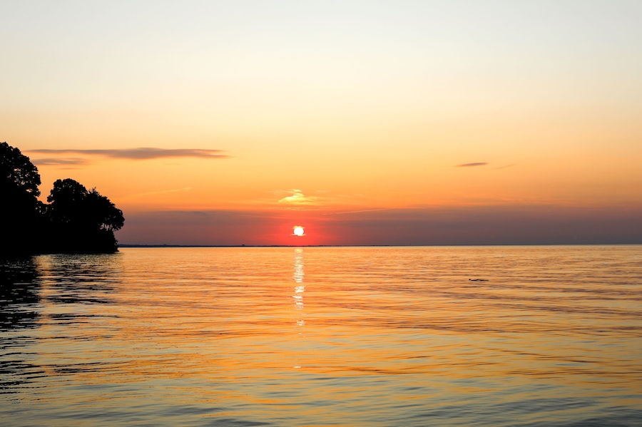 Beautiful summer sunset on Lake Ontario. Webster, NY