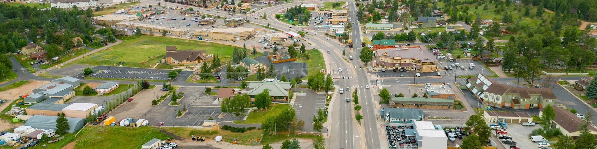 Aerial drone photo town of Woodland Park Colorado