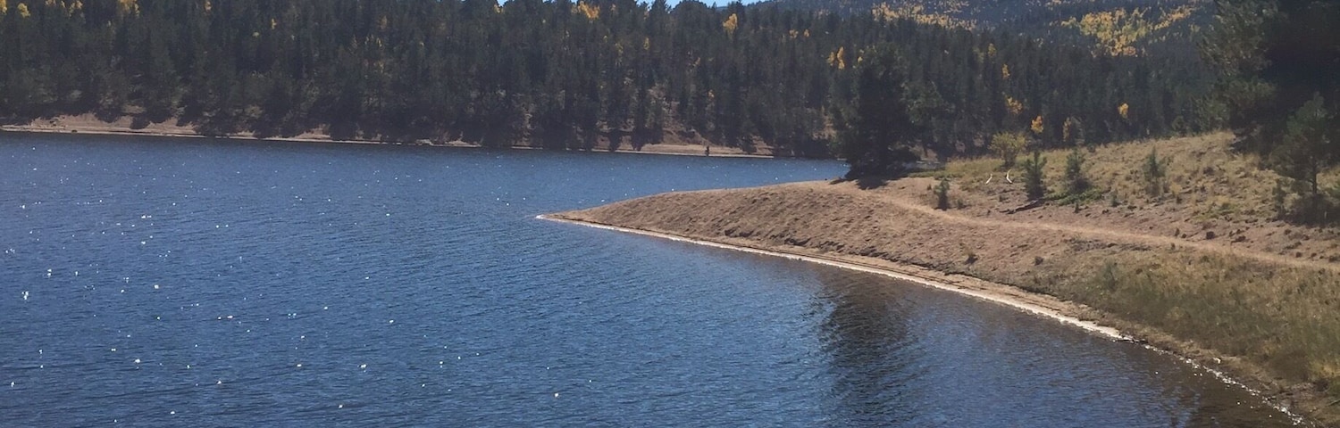 My friend and I decided to walk around the reservoir, but we had to turn around because there was no way we were going cross the water to get to the other side.