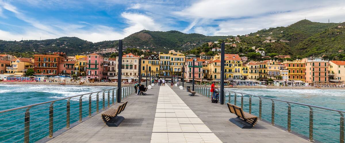 View Of Mole Leading To The Town Of Alassio,Italy
