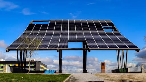 An immense panel of sunlight in a park of Acobendas. Photograph taken in Alcobendas, Madrid (Spain)