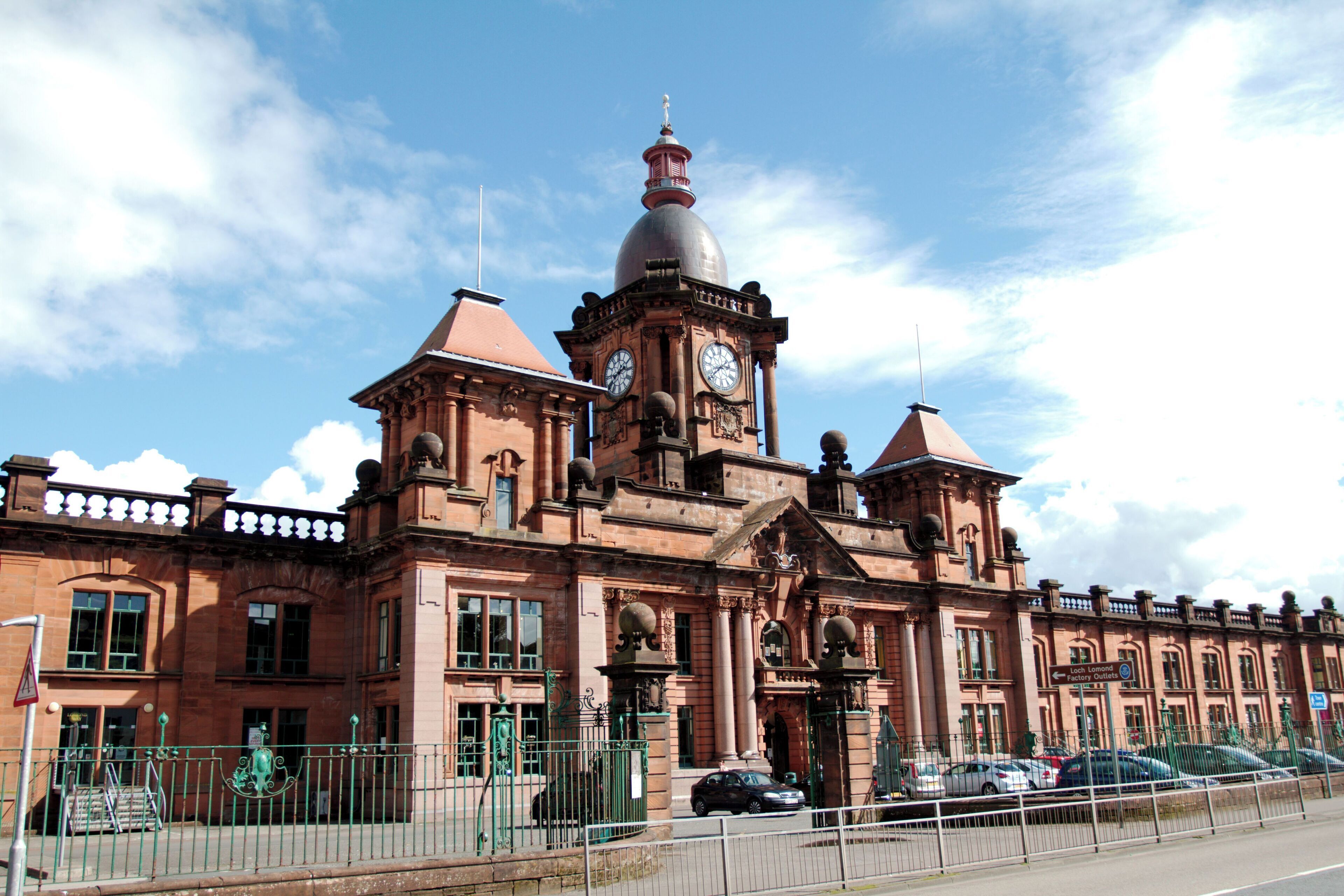Facade of the Argyll Motor Works a Category A listed building in Alexandria, West Dunbartonshire, Scotland.