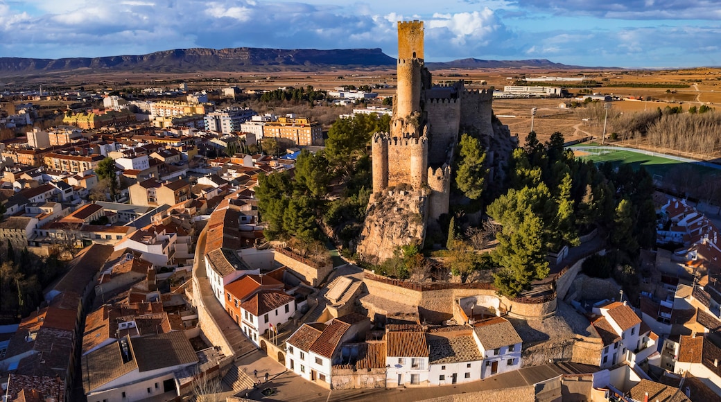 Most impressive medieval castles and towns of Spain, Castile-La Mancha provice - Almansa, panoramic high angle view