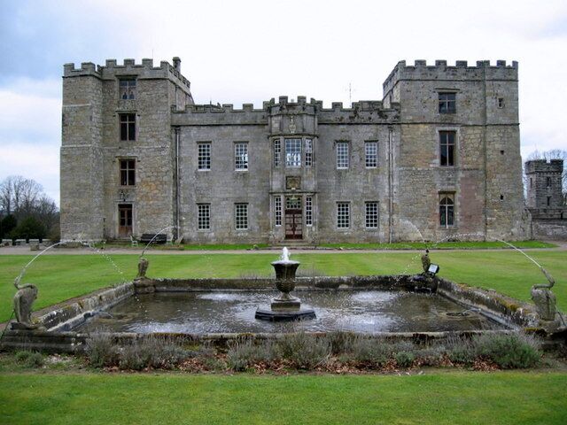Chillingham Castle, south elevation, view from fountain