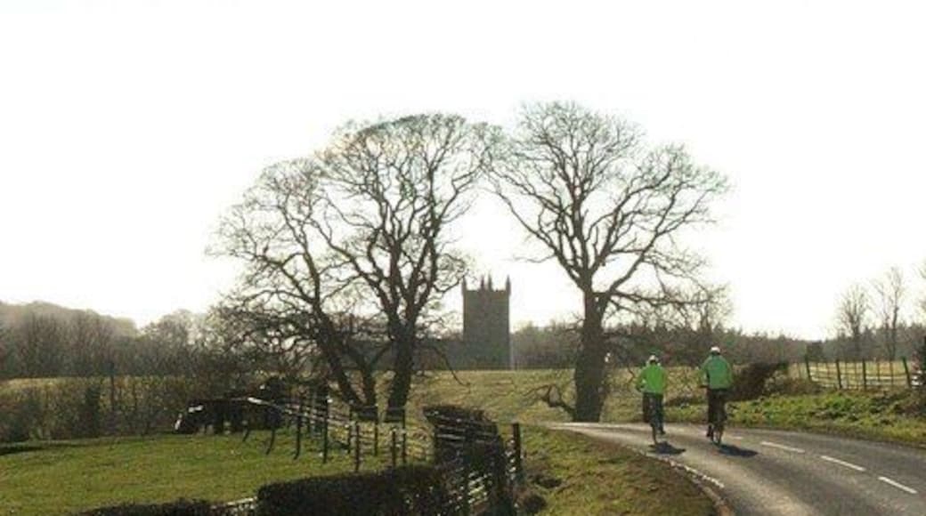 Cyclists Road from Glanton to Whittingham with the church in the distance.