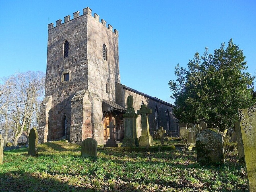 St Michael and All Angels parish church, Ilderton, Northumberland, seen from the southwest
